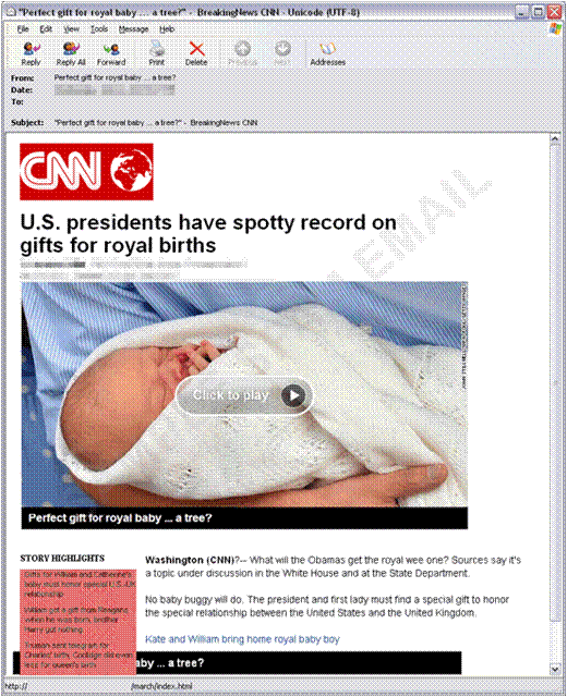 英國王室寶寶成為駭客最新的誘餌，收到「CNN新聞報導歐巴馬贈送新生禮」別亂開，小心被攻擊！