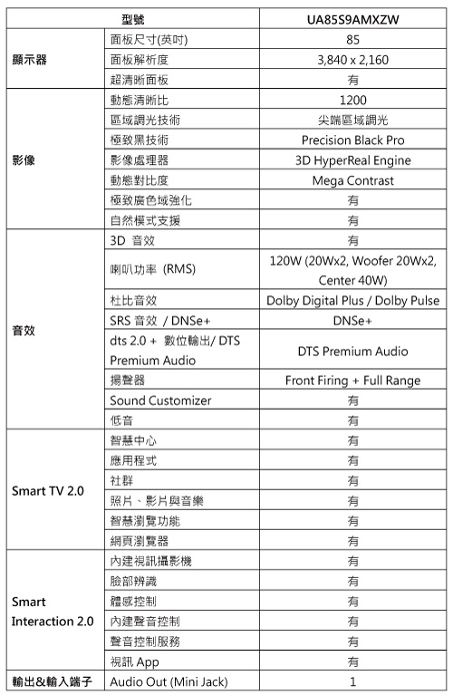 Samsung-S9-UHD-TV-85吋-4K