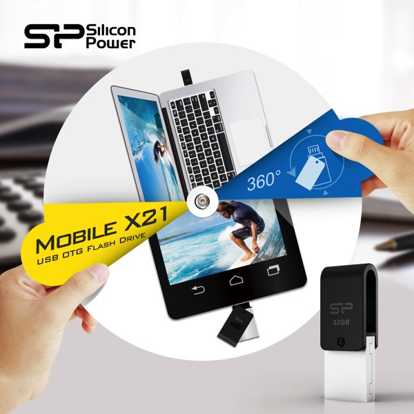 SP 廣穎新推雙用 OTG 隨身碟「Mobile X21」，360度輕推旋轉輕鬆使用