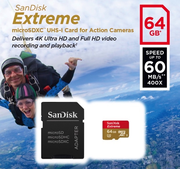 SanDisk 全新 Extreme microSD UHS-I 記憶卡專為極限運動設計，紀錄高畫質影片！