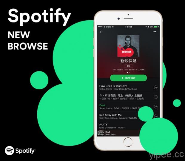 Spotify 瀏覽(Browse)功能升級，提供 HIT國語榜等華語流行歌曲
