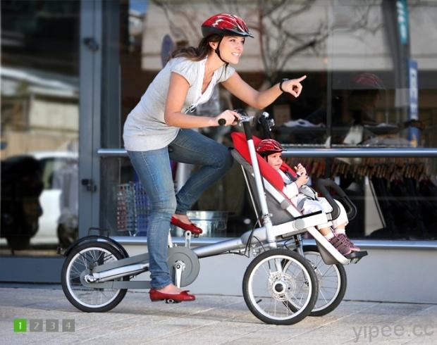 嬰兒車不只能用推的，Taga Bike 讓媽咪載著寶貝騎車郊遊！