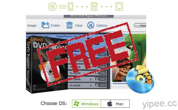 【限時免費】WinX DVD Ripper 影音轉檔軟體 (Windows + Mac)，限時免費中