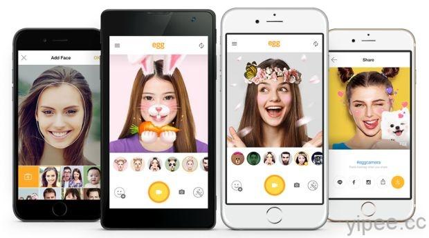 LINE 3D 面具和互動特效的自拍 App「egg」在 iOS/Android 雙平台上架！