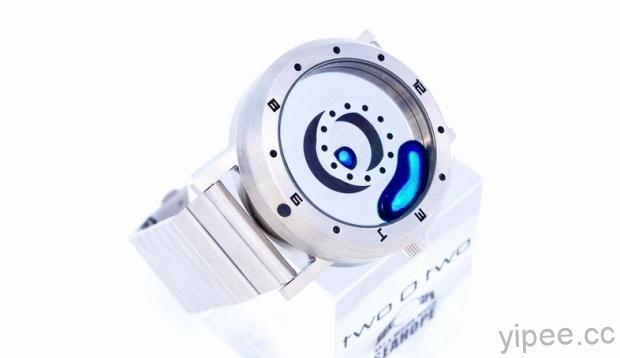 沒有指針的 LM Watch 手錶，以特別的液態金屬顯示時間