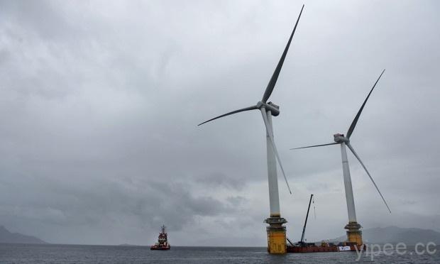 英國推出全球首座「漂浮」海上的風力發電，提供2萬戶家庭用電
