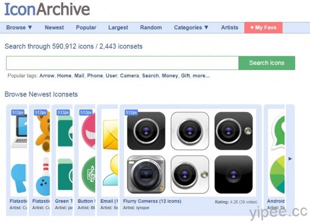 【免費】IconArchive 專業圖示搜尋引擎，收錄超過 59 萬個 Icon 圖示，還能免費商業使用！