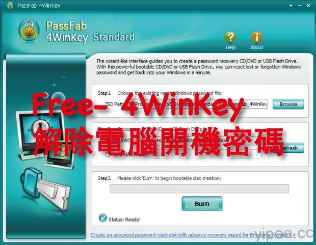 【限時免費】《 4WinKey 》解除電腦開機密碼，放送到 6/14 下午 4 點止