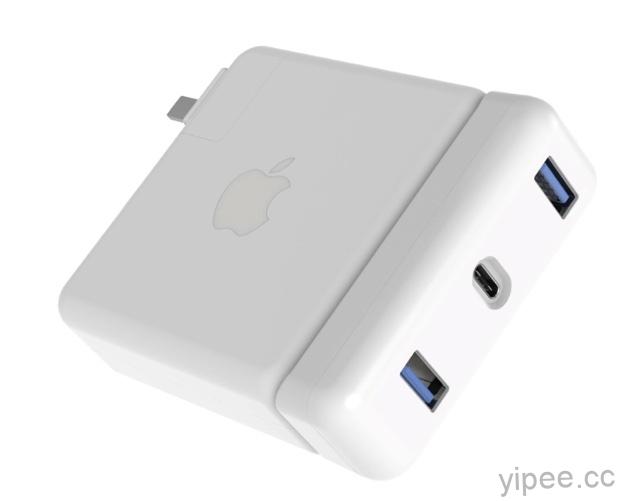 專為 Macbook Pro 設計的 HyperDrive USB-C Hub 集線器不裝電腦，而是裝在電源插頭上
