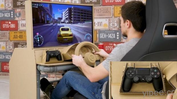 超強 DIY！國外 YouTuber 以紙板、水管自己做出 PS4 賽車駕駛艙