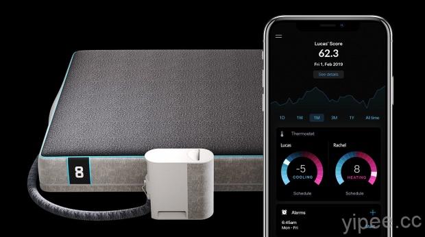The Pod 智慧床，連接 iPhone 可以動態調節左右兩側的溫度