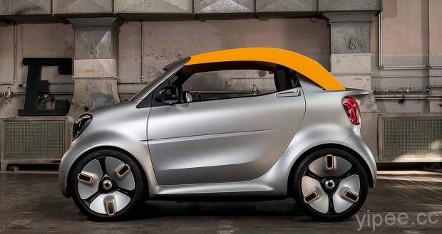Smart Forease+ 日內瓦車展亮相，小巧可愛的銀色車身搭配俏皮橘色軟頂敞篷