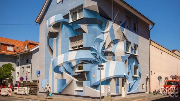 超酷的立體扭曲建築！其實是義大利藝術家 Peeta 的塗鴉藝術創作