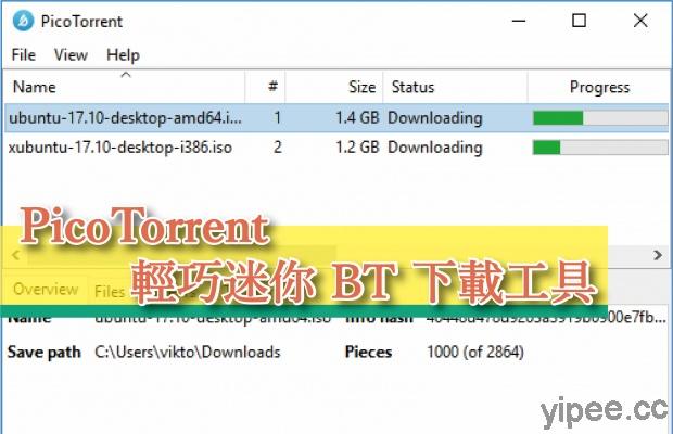 【免費】PicoTorrent 輕巧迷你的 BT 下載工具，免費下載、不佔記憶體資源