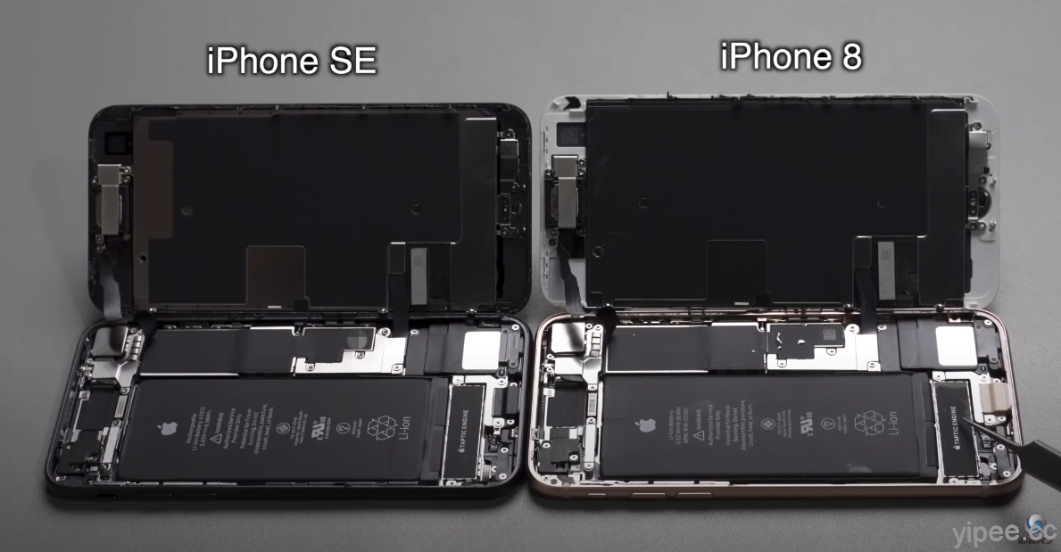 2020 iPhone SE 拆機看，只有 CPU、Wi-Fi 及後相機鏡頭跟 iPhone 8 不同，其他都一樣！