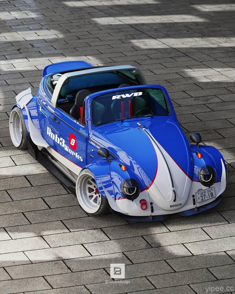 福斯金龜車瘋狂改裝，模仿 Porsche 911 Targa 打造敞篷版「Fusca Targa」