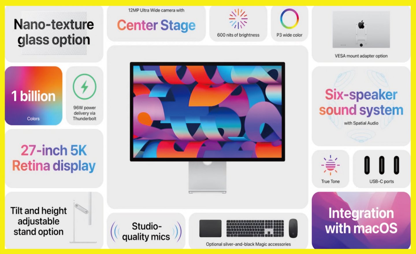 【2022 Apple 春季發表會】 27 吋 5K Retina 顯示器「Studio Display 」登場， 內建 A13 晶片的智慧螢幕