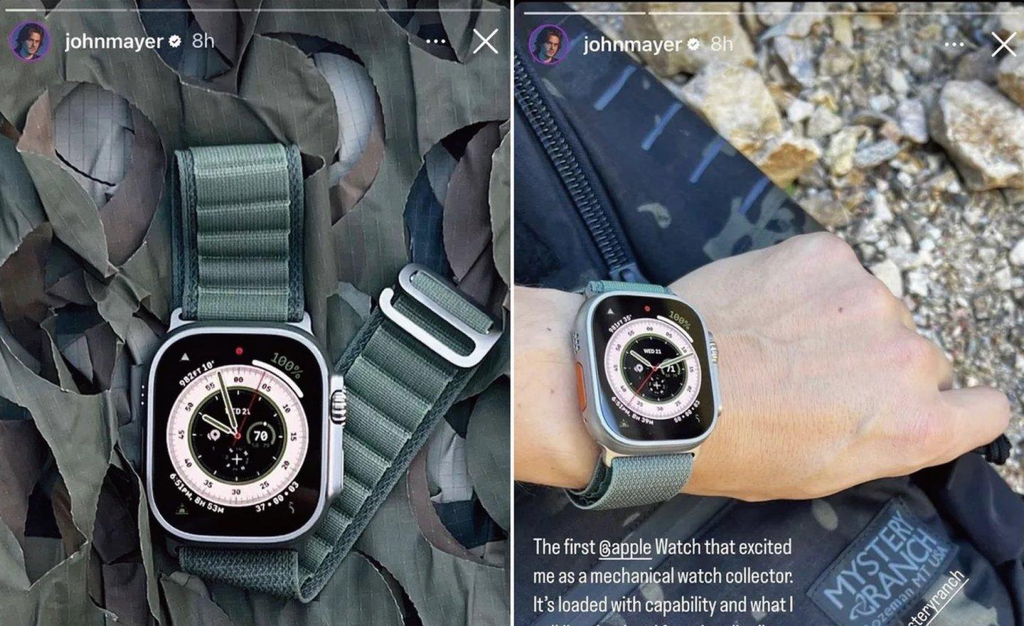 美國機械錶收藏家 John Mayer 狂讚 Apple Watch Ultra