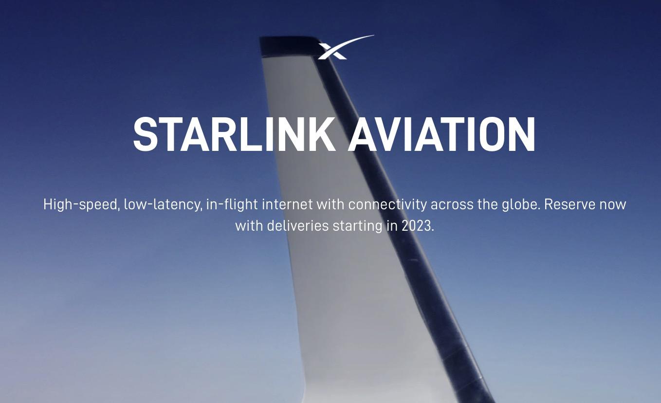 SpaceX 航空衛星連網服務 Starlink Aviation  2023年開始在飛機上提供