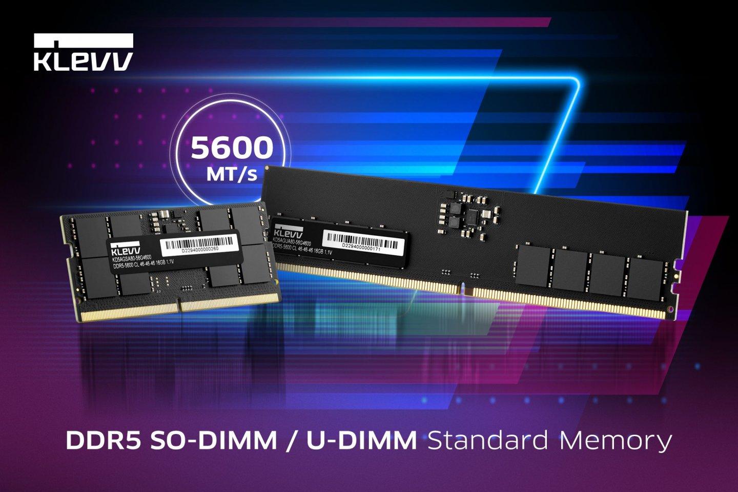 KLEVV 科賦推出 5600MT/s DDR5 電腦用記憶體，支援 Intel Raptor Lake 和 AMD Ryzen 7000 系列處理器