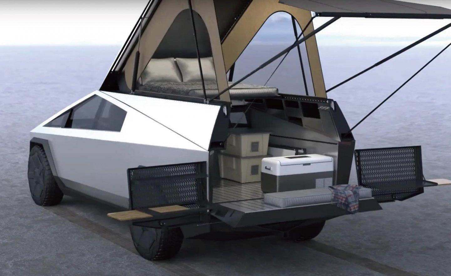 Space Campers 露營套件幫特斯拉 Cybertruck 車斗加蓋，幾分鐘快速從跨界旅行車變露營車