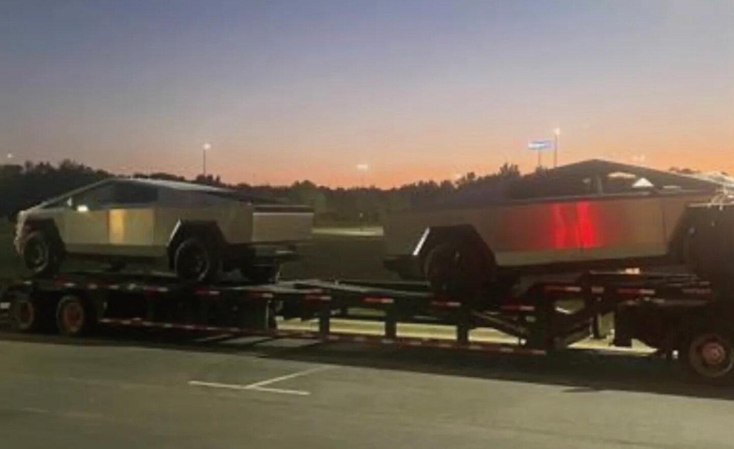 拖車上的野生特斯拉電動皮卡 Tesla Cybertruck 被捕獲，要送去碰撞測試