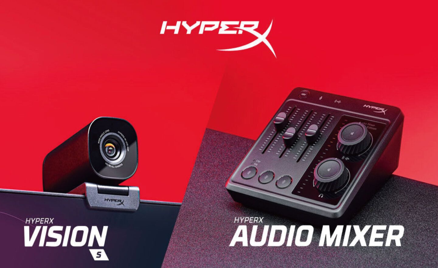 HyperX 推首款 Vision S 網路攝影機、Mixer 音訊混音器，以及全透明設計的遊戲控制器