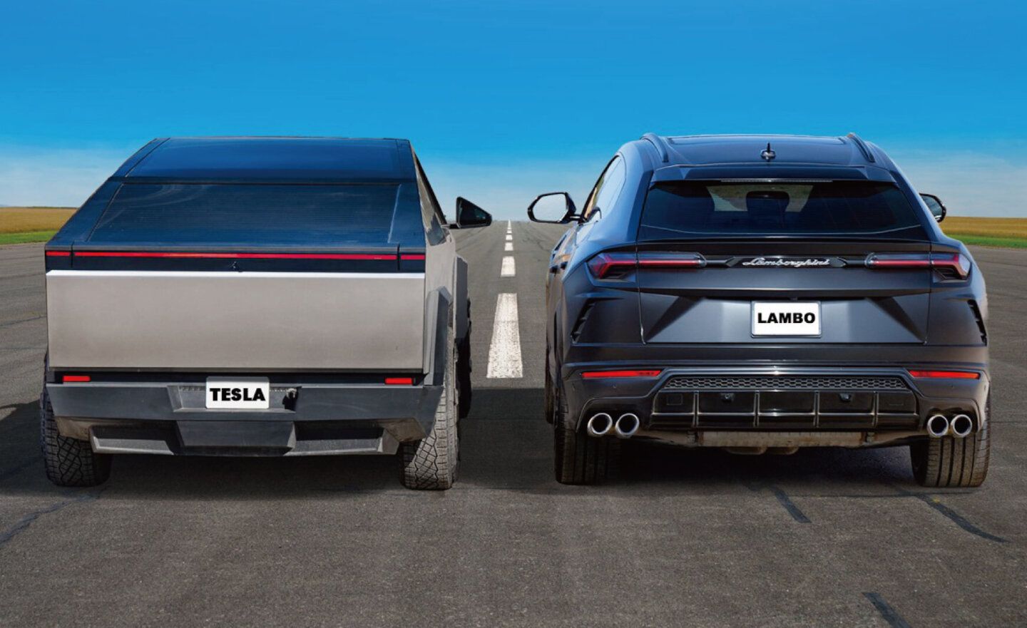 特斯拉 Tesla Cybertruck 三馬達版擊敗藍寶堅尼 Lamborghini Urus，在直線加速賽奪冠