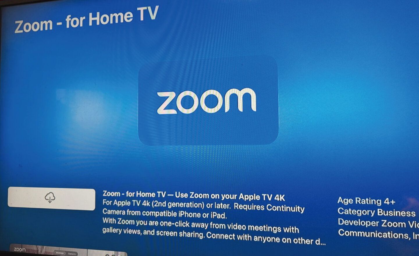 Zoom 悄悄推出 Apple TV 版本，實現大螢幕視訊會議