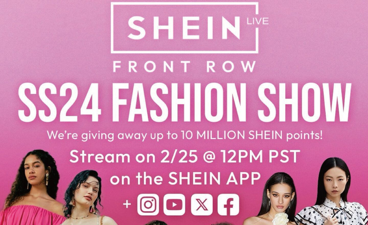 SHEIN 將透過直播時裝秀「SHEIN Live: Front Row」發布2024春夏系列